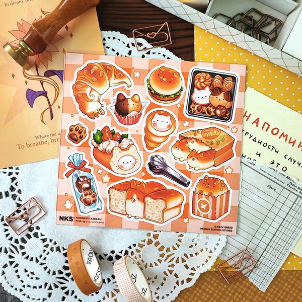 Набор стикеров Котики и Пёсики Хлебушек (Bread),Q-pack No kid's