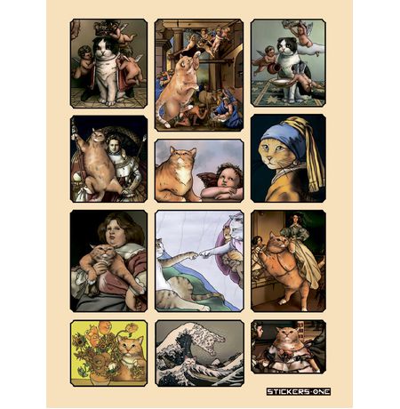 Набор стикеров Кошачье искусство STICKERS.ONE