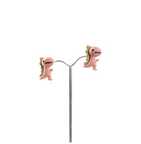 Серьги Динозавры розовые, объемные