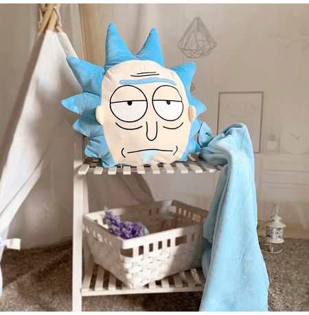 Подушка Рик - Рик и Морти (Rick and Morty), с пледом изображение 2