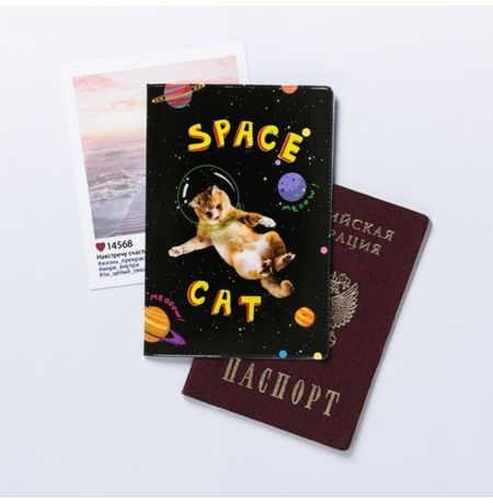 Обложка на паспорт Space Cat изображение 2