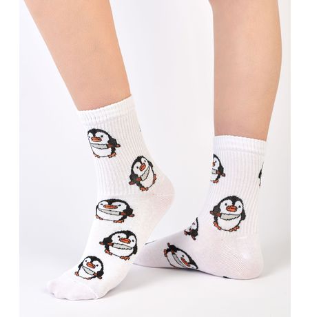 Носки SUPER SOCKS Пингвин, белые (размер 35-40)