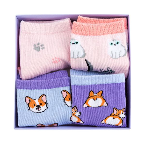 Носки Корги и котики, 4 пары изображение 6