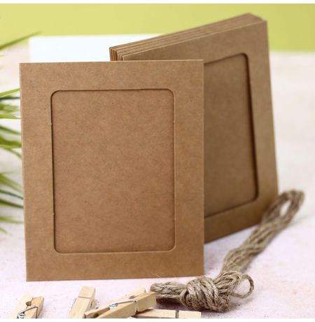 Крафтовые фоторамки Classic крафт с прищепками 9.5 х 11.5 см