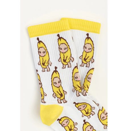 Носки SUPER SOCKS Кот-банан мем - Banana cat (размер 35-40) изображение 3