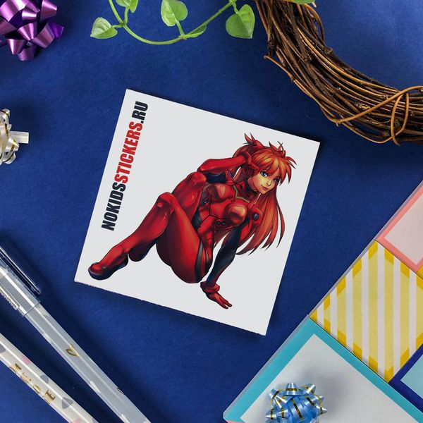 Наклейка Евангелион - Аска в комбинезоне (Asuka), стикер NKS card