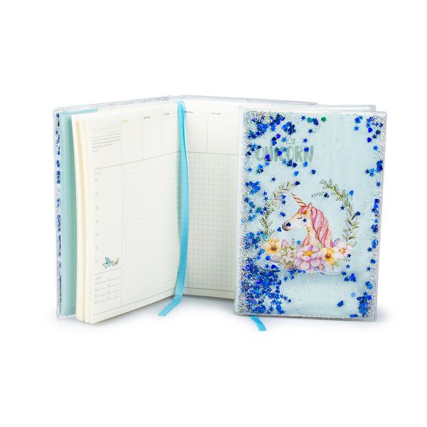 Блокнот Единорог в блестках, голубой (УЦЕНКА)