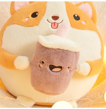 Мягкая игрушка Корги c BubbleTea с языком изображение 3
