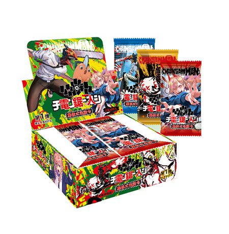 Коллекционные карточки Chainsaw Man Тир 2, 9 штук в бустере (Человек-Бензопила) Зелёный бокс