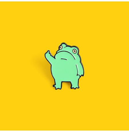 Значок Жабка с факом (пин, металл) изображение 3