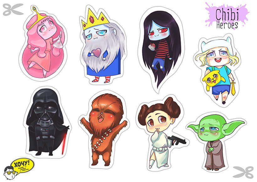 Набор наклеек Chibi Heroes