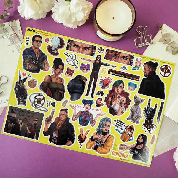 Стикеры Киберпанк 2077 (Cyberpunk 2077) наклейки NKS