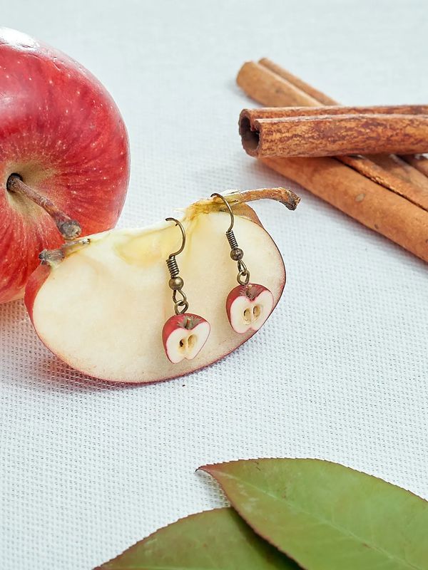 Серьги Яблоко половинки изображение 5