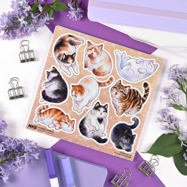 Наклейки Толстые котики, стикеры NKS Q-Pack