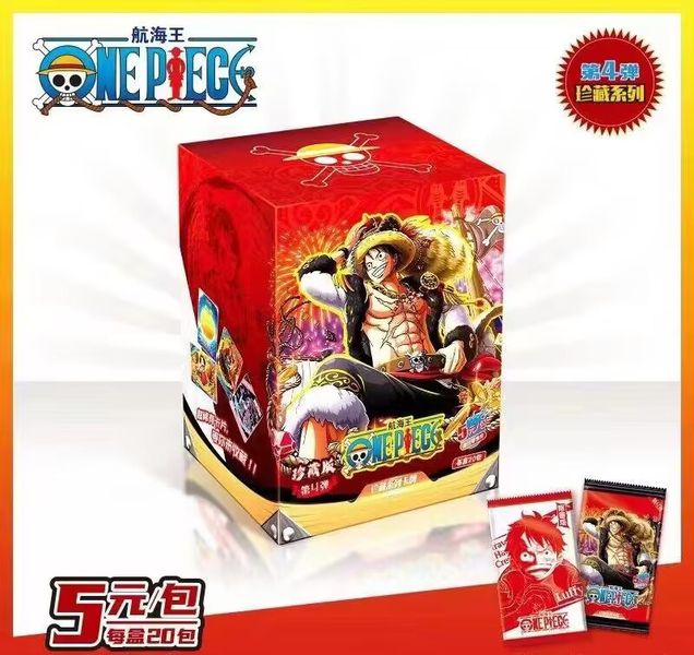Бустер One Piece с коллекционными карточками Tier 3 - 5 штук в бустере (Большой Куш) красный бокс