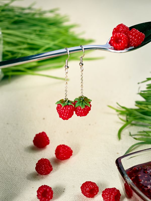 Серьги Малина на цепочке изображение 4