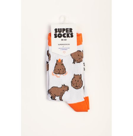 Носки SUPER SOCKS Капибара, белые (размер 35-40)