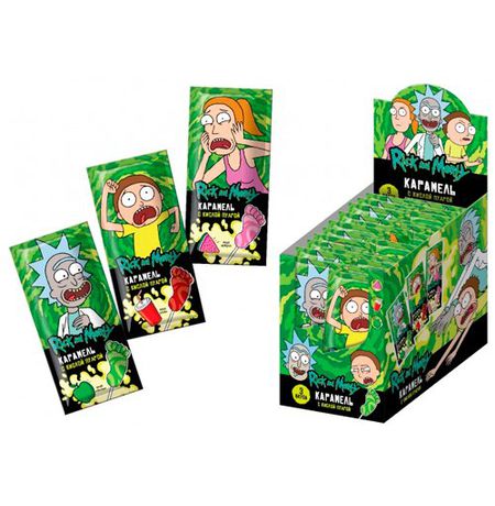 Карамель Рик и Морти фигурная на палочке с кислой пудрой, 10 г