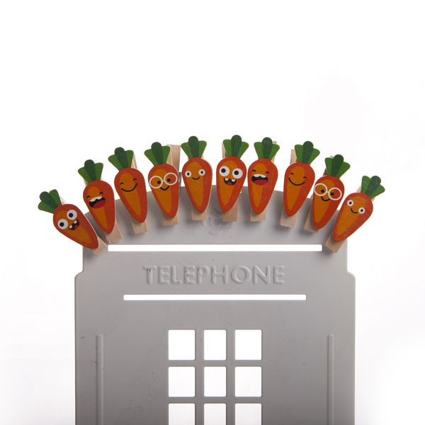 Декоративные прищепки Морковки с мордочками, 10 шт