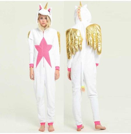 Пижама кигуруми Единорог крылатый со звездой, желтый