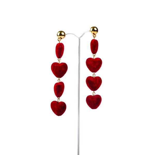 Серьги Сердечки бархатные
