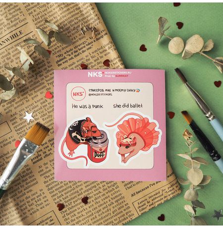 Стикер Мыши - Панк и балерина