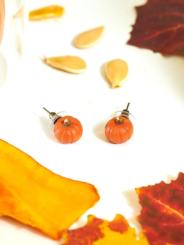 Серьги Тыква, гвоздики изображение 3