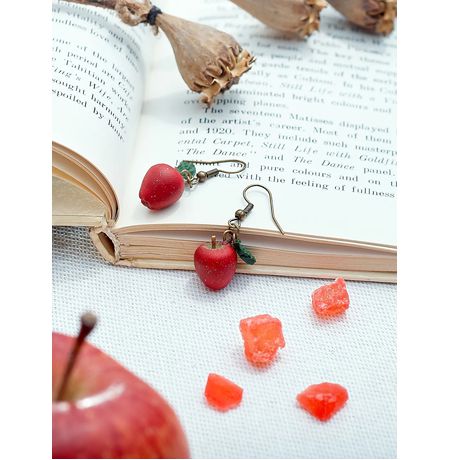 Серьги Яблоко с листом изображение 5