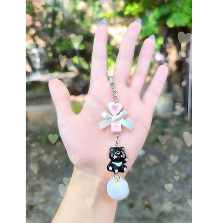 Брелок с котом и бантом, чёрный изображение 3