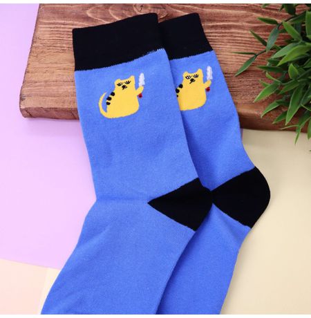 Носки Кот с ножом, голубые (размер 35-45)