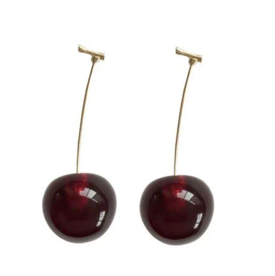 Серьги Вишенки, черный 2 см