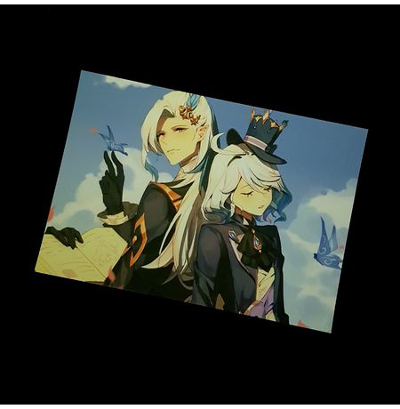 Постер Геншин Импакт - Нёвиллет и Фурина 28х41 см