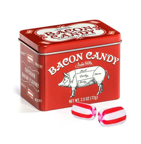 Конфеты Bacon Candy со вкусом бекона в металлической коробке