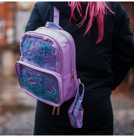 Рюкзак с прозрачными вставками, фиолетовый изображение 3