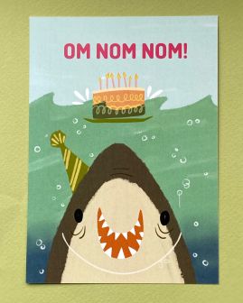 Открытка Акула om nom nom!