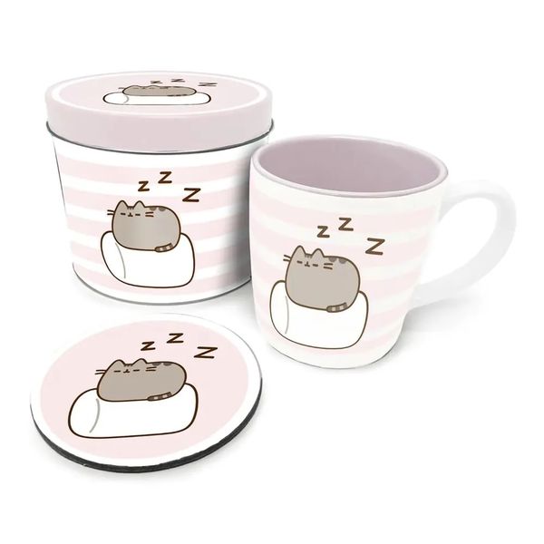 Подарочный набор Кот Пушин Зефирка - Кружка и баночка (Pusheen Cat) БЕЗ ПОДСТАВКИ