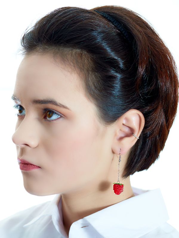 Серьги Малина на цепочке изображение 3