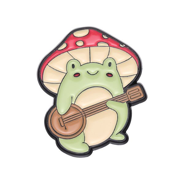Значок Лягушка-мухомор с банджо (пин, металл)
