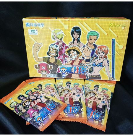 Коллекционные карточки One Piece Tier 1 - 5 штук в бустере (Большой Куш) Бокс с Мугиварами