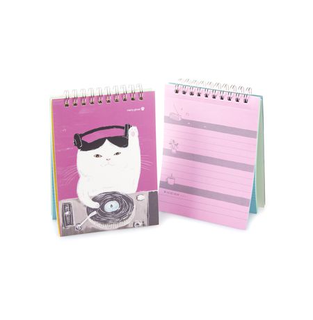 Блокнот Котик, диджей, на пружине