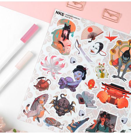 Набор стикеров Японские Демоны (Yokai) No kid's изображение 2