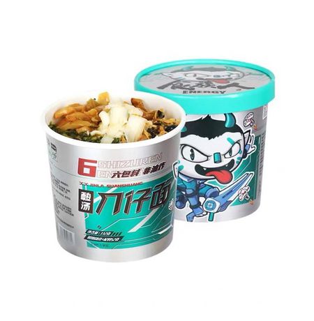 Лапша Племя еды с остро кислым соусом, широкая