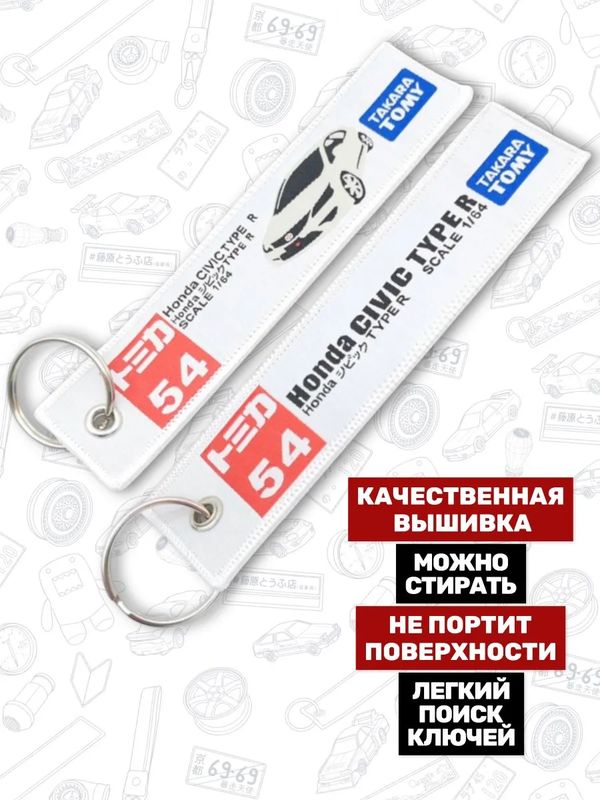 Брелок-ремувка Honda Civic Type R тканевый, 14,5х3,5 см изображение 2
