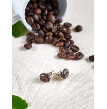 Серьги Кофе зерно, гвоздики изображение 2