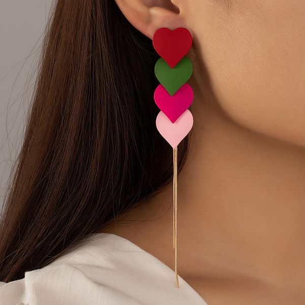 Серьги Четыре сердца, металл изображение 2