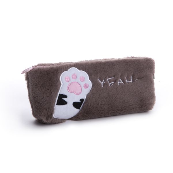 Пенал Пушистый Лапка кота, коричневый