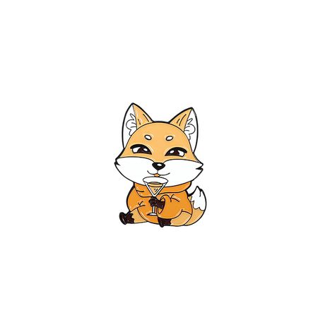 Значок Лиса с бокалом