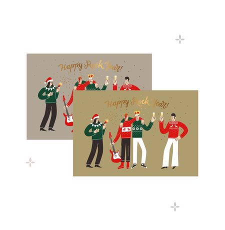 Открытка Happy Rock Year, бежевый