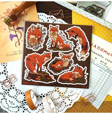 Стикеры Лисы наклейки NKS