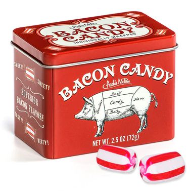 Конфеты Bacon Candy со вкусом бекона в металлической коробке